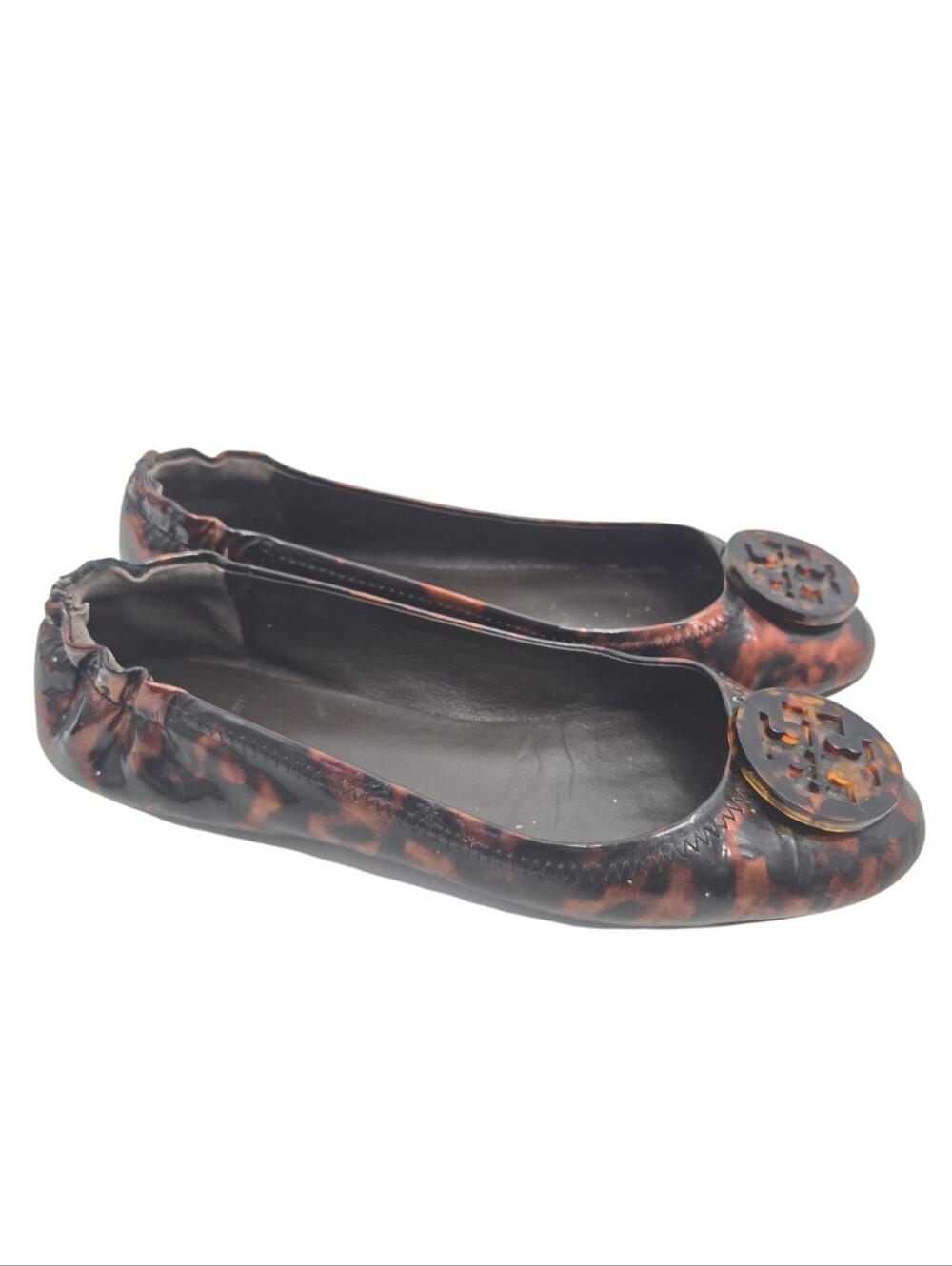 Tory Burch Tortoiseshell Ballet Flats Brown‎ Black Size 8